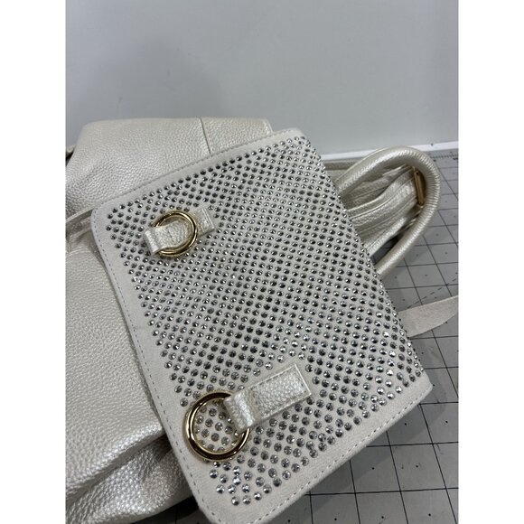 Rhinestone Accent Fashion Backpack Pearl BZL-1102 Handbag Express NEW Leather - Picture 3 of 8